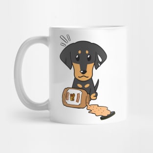 Cute Dachshund spilled a jar of peanut butter Mug